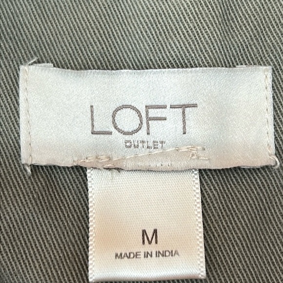 LOFT Outlet Embroidered Utility Jacket Sz M Green Drawstring Zip/Snap Front - Picture 2 of 13